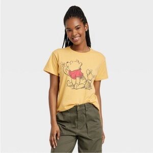 Yellow Disney T-Shirt with Pooh and Piglet Print